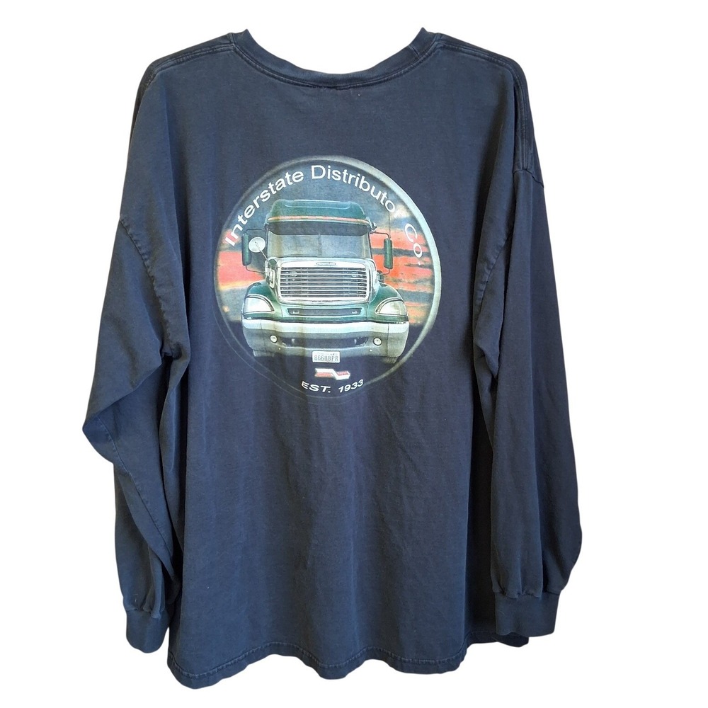 Interstate Distributor Co, LS Graphic Tee 2XL Black Pocket Trucker 2XL GUC